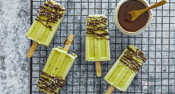 Cremige Avocado-Popsicles mit YOGI TEA® Grüntee Matcha Zitrone