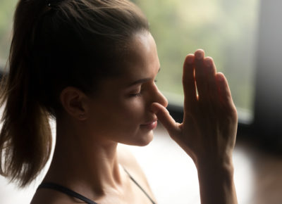 a woman during the yoga exercise for mental clarity