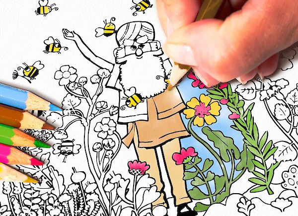 Bee Creative – ons Bee Happy dessin om in te kleuren