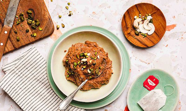 Creamy chocolate mousse with aquafaba & nuts