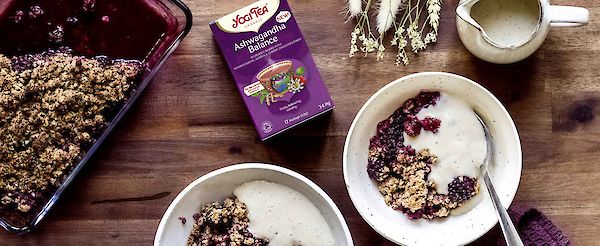 YOGI TEA® Ashwagandha Balance – bramencrumble met kokos-amandelsaus